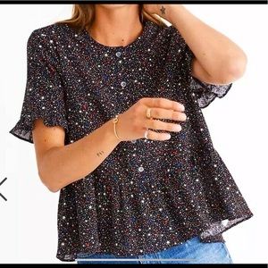 Madewell xs blouse , peplum style , button up.